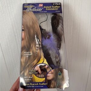 Instant Feather Extensions - Purple and Brown